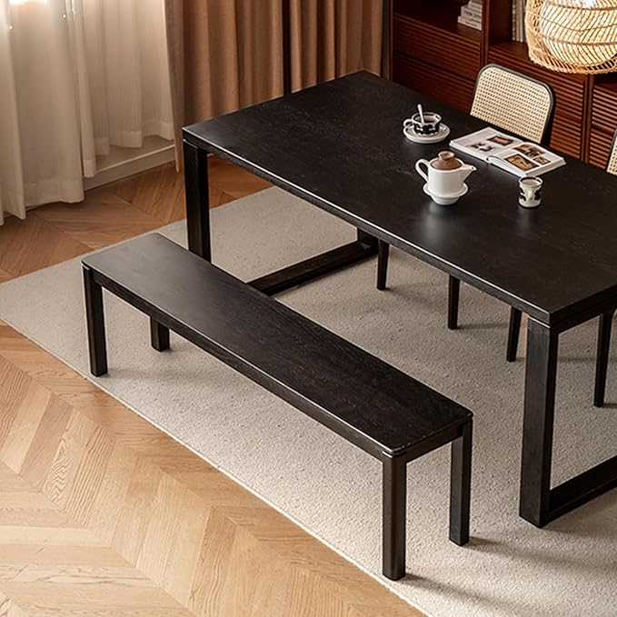 47.2'' 100% Solid Wood Dining Bench, Oak Wood Long Bench - Image 5