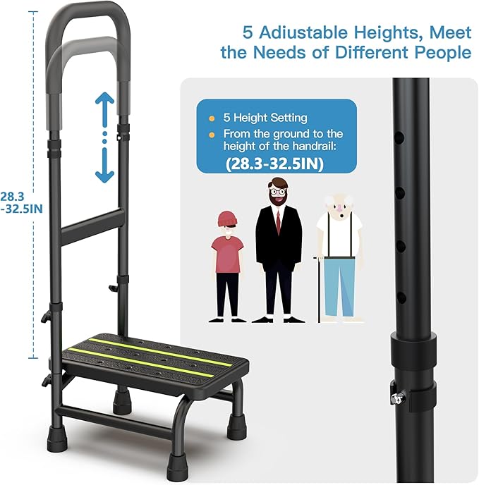Packve Step Stool with Handle for Elderly, Non Skid Platform & Adjustable - Image 3