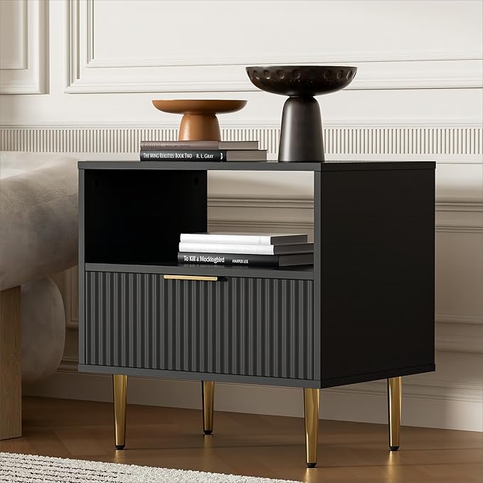 Nightstand with Drawer, End Table with Storage, Bed Side Table with Open Space - Image 9