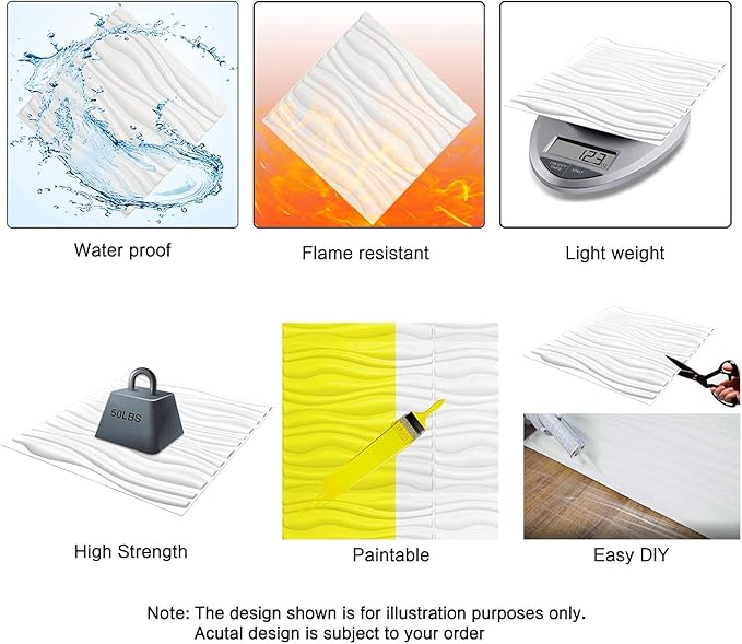 Art3d 12 Pack 3D Diamond Design Wall panels 19.7"x19.7" PVC Panel - Image 7