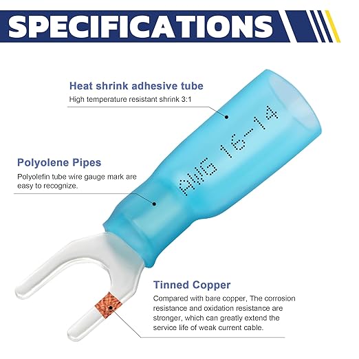 haisstronica 330PCS Heat Shrink Fork Spade Connectors #10 Waterproof Marine - Image 3