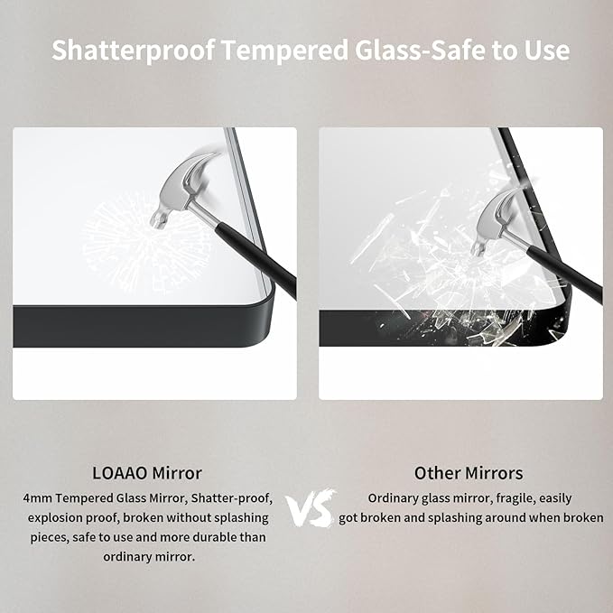 LOAAO 48X28 Inch Black Metal Framed Bathroom Mirror - Image 7
