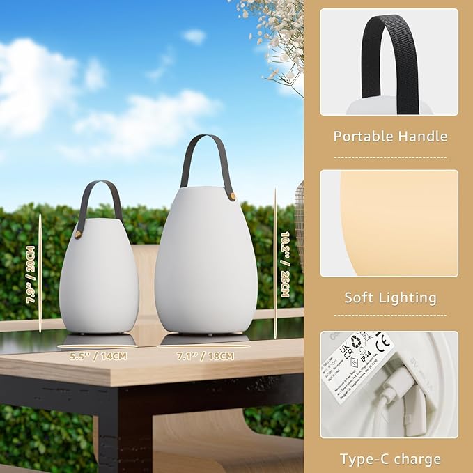 uuffoo 2 Pack Portable Outdoor Table Lamp - Image 2
