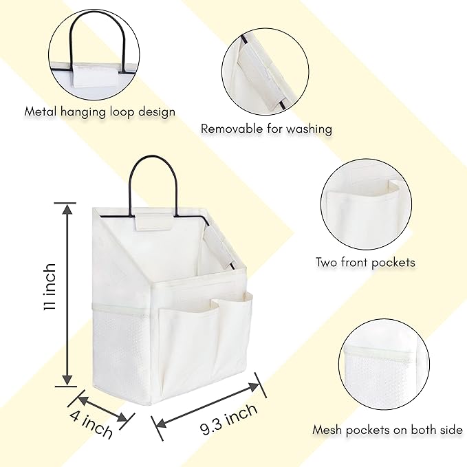 Kanrichu 2pcs Small Wall Hanging Organizer Bag, Linen Fabric Door Hanging - Image 5