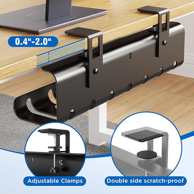 Under Desk Cable Management Tray No-Drill 2 Pack 16.9‘’ Wire Cord Organizers - Image 2