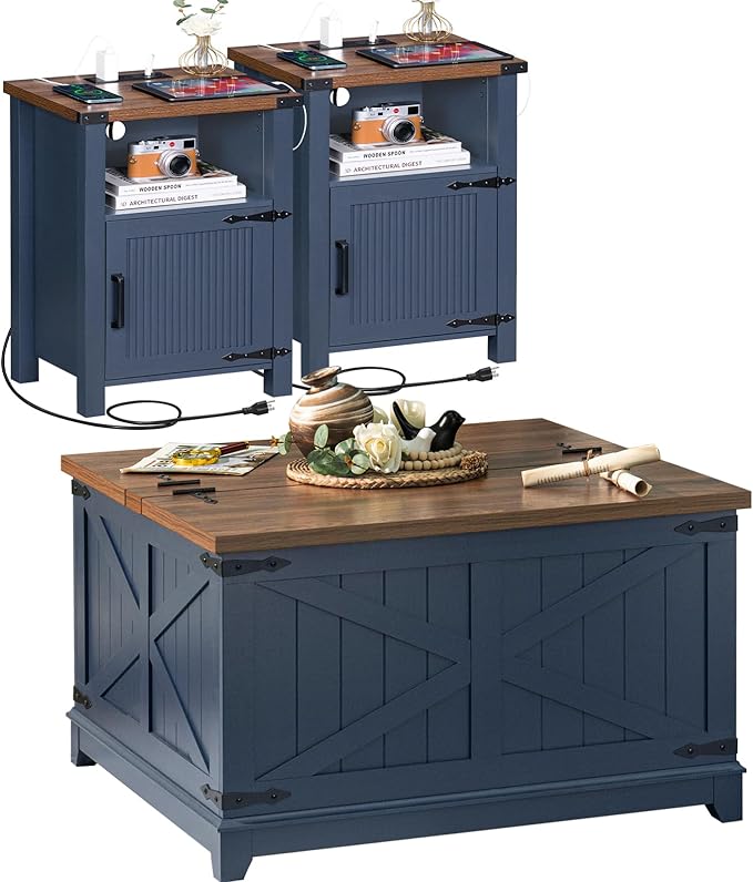 Joaxswe Night Stand Set of 2, 18 Inch Farmhouse Nightstand - Image 7