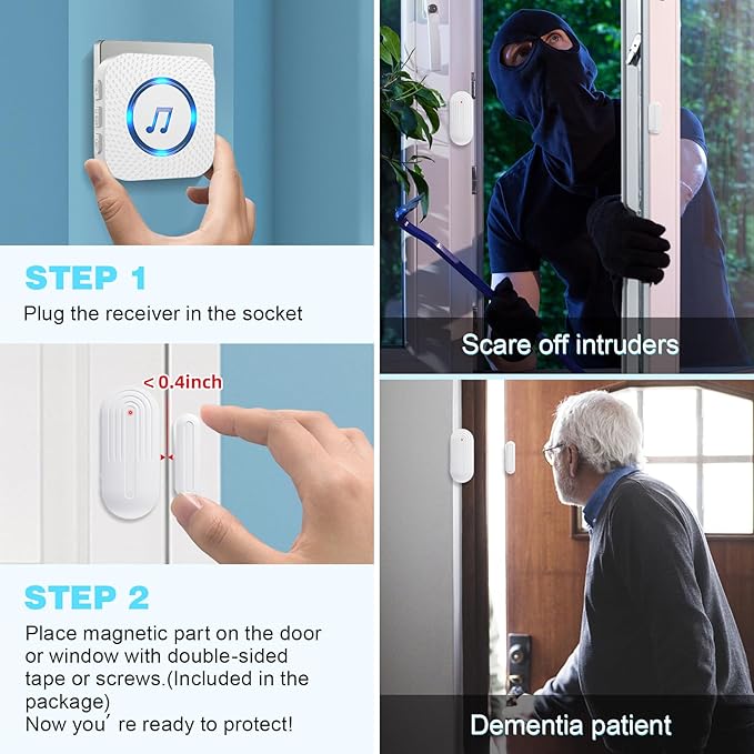 Door Chime, Wireless Door Open Alarm-SANJIE Door Entry Chime - Image 5