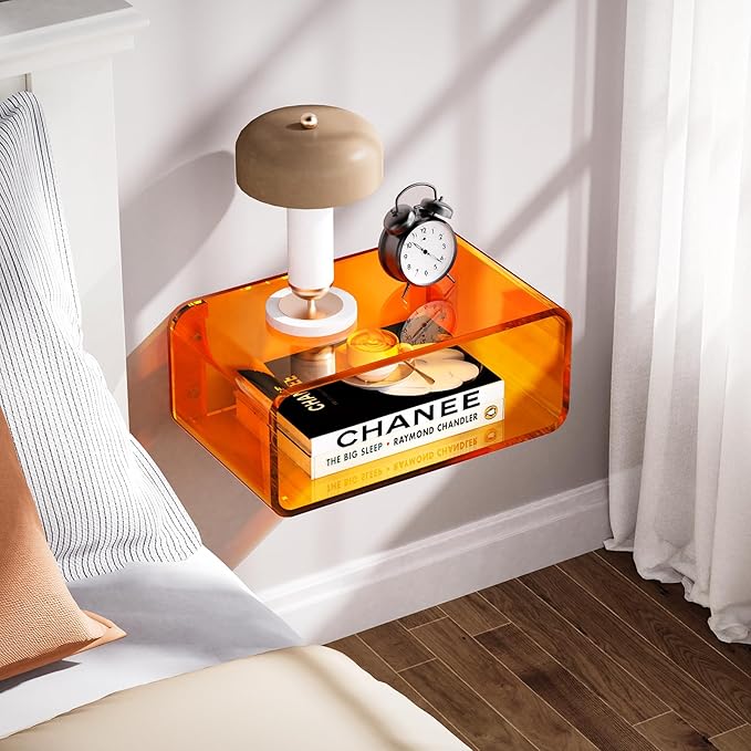 Acrylic Floating Nightstand, Bedside Table, Nightstand Shelf Wall Mounted - Image 2
