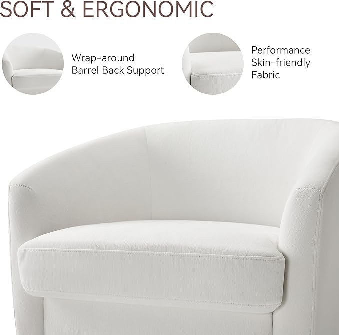 Swivel Barrel Accent Chair, Round Chenille Fabric Living Room Arm Chairs - Image 3