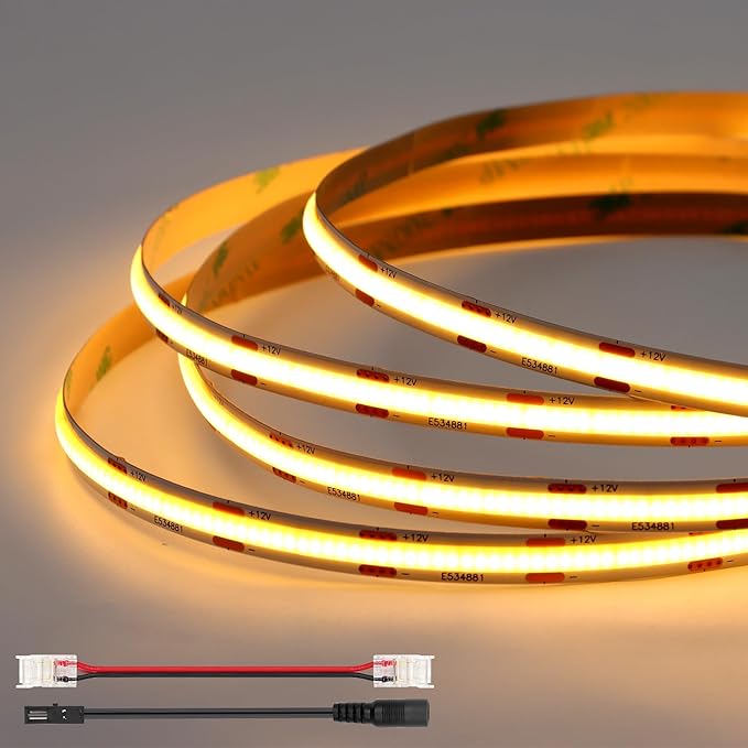 VST 12V 8mm 16.4ft/5m COB LED Strip Lights, Warm White 2700K, Dimmable LED Tape by VSTLighting