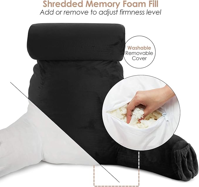 Nestl Reading Pillow with Shredded Memory Foam Includes 2 Neck and Lumber - Image 5
