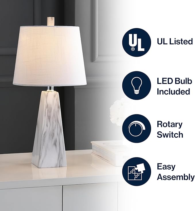 JONATHAN Y JYL1037A 20.5" Modern White Marble Table Lamp, Contemporary - Image 4
