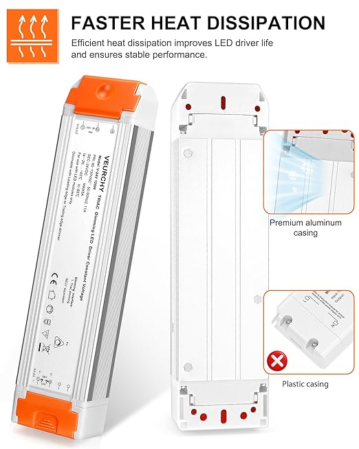 120W 24V Dimmable LED Driver, Triac Dimmable Transformer AC 120V to DC 24V 120 - Image 4