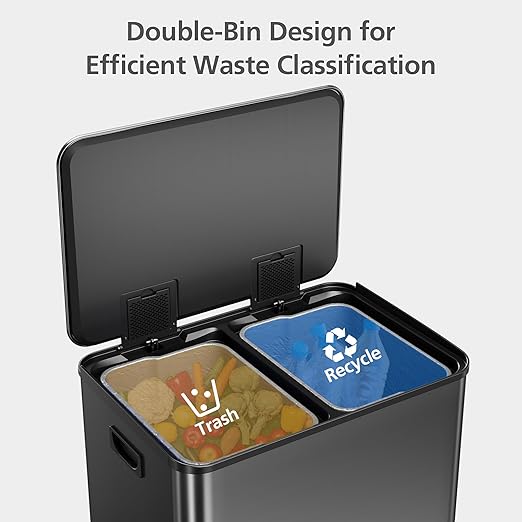 GarveeHome 60 L/16 gal Kitchen Trash Can, 2×8 gal Pedal Trash Bin - Image 5