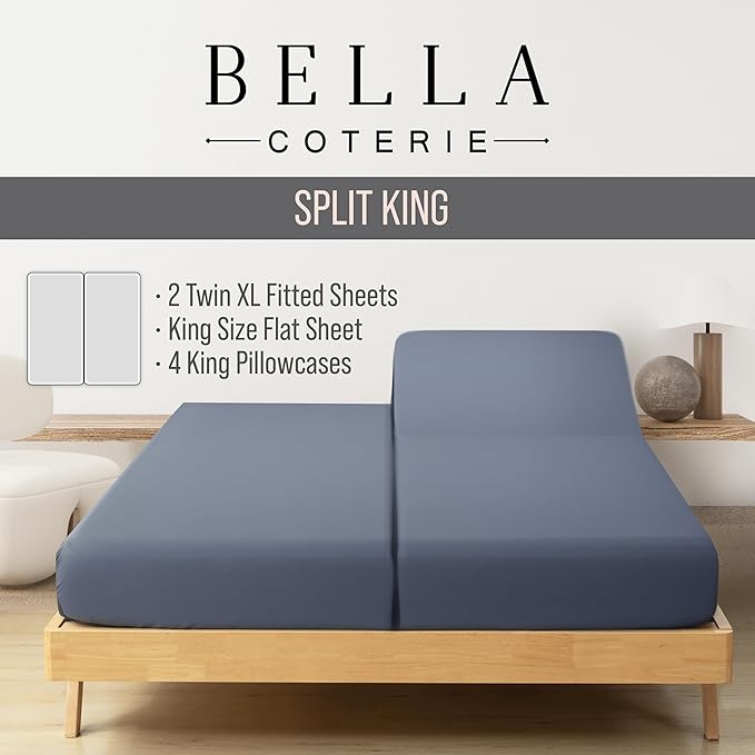 Bella Coterie 7 Piece Luxury Bamboo Viscose Split King Size Sheet Set | 2 - Image 2