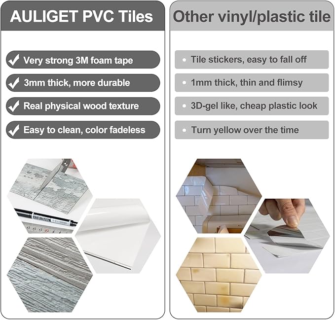 AULIGET Peel and Stick Backsplash PVC Tile, 4 Pieces - Image 5