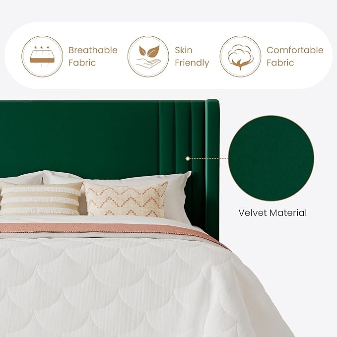 SHA CERLIN Full Size Velvet Upholstered Platform Bed Frame - Image 6