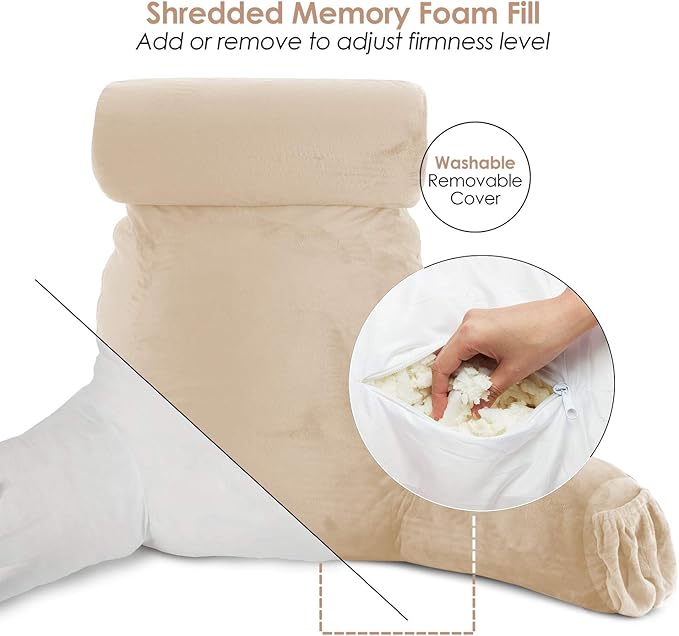 Nestl Reading Pillow with Shredded Memory Foam Includes 2 Neck and Lumber - Image 5