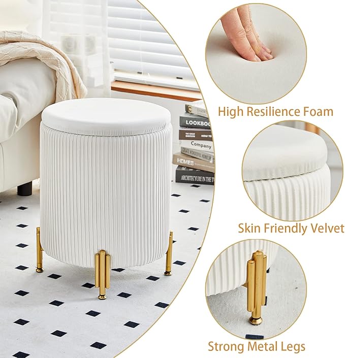 Mxfurhawa Round Ottoman Foot Stool - Image 6