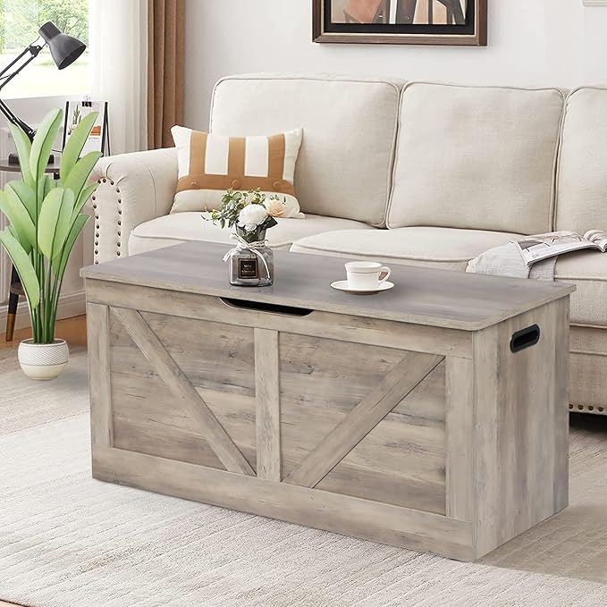 Timberer 39.4" Storage Chest, Wooden Storage Bench, Large Storage Trunk - Image 7