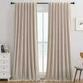 Joydeco Light Beige 100% Blackout Curtains 96 Inch 2 Panels, Luxury Thermal by JOYDECO