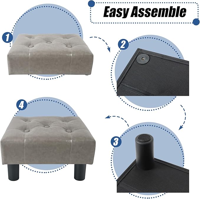 BRIAN & DANY Small Foot Stool, Leather Foot Stools - Image 5