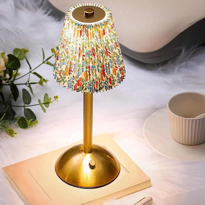 Liliful 2 Pcs Cordless Table Lamp Rechargeable Touch LED Small Gold Portable - Image 5