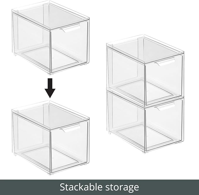 mDesign Plastic Closet Organizer Bin w/Pull Out Drawer - Image 5