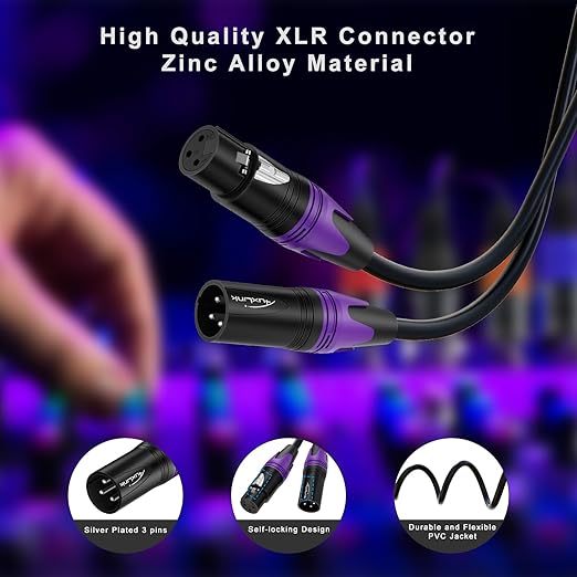 AuxLink XLR Cable 100ft 2Pack, Banlaced XLR Cable Male to Female Mic Cable - Image 4
