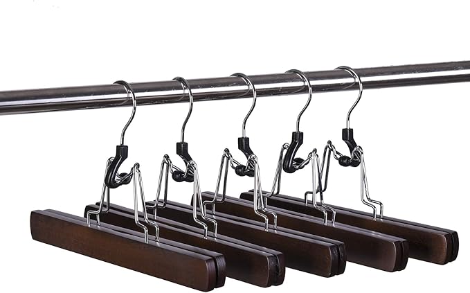 Amber Home Wooden Pants Clip Hangers 10 Pack, Skirt Hangers - Image 7