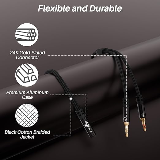 Kxable Headphone Splitter for Computer, 3.5mm Female to Dual 3.5mm Male Audio - Image 6