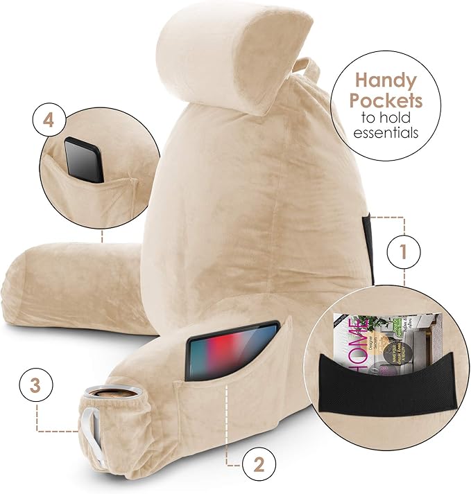 Nestl Reading Pillow with Shredded Memory Foam Includes 2 Neck and Lumber - Image 4