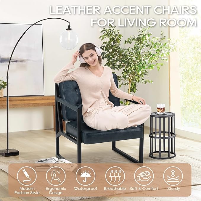 COLAMY Accent Chairs Set of 2, Modern Accent Arm Chairs - Image 5