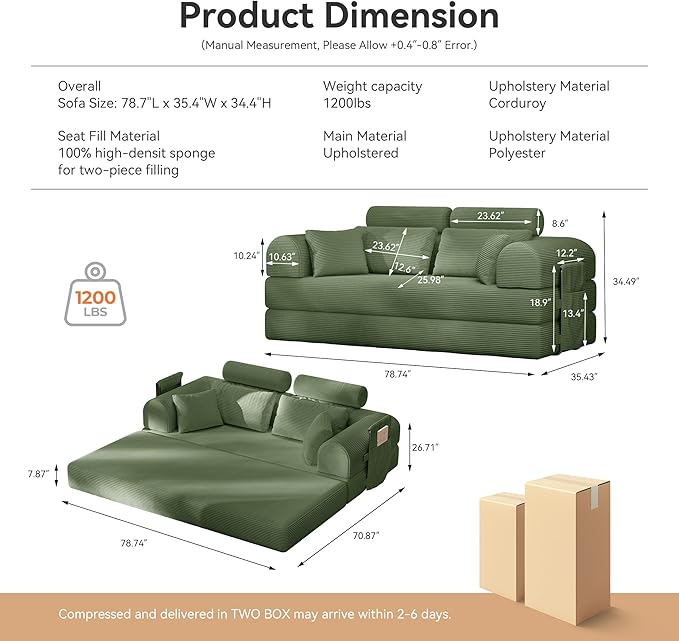 Upgrade High Backrest Design Sofa Bed - Image 2