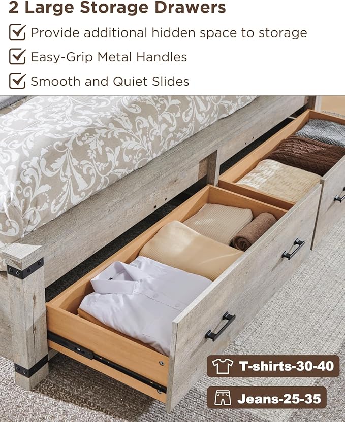 T4TREAM Farmhouse King Size Bed Frame - Image 6