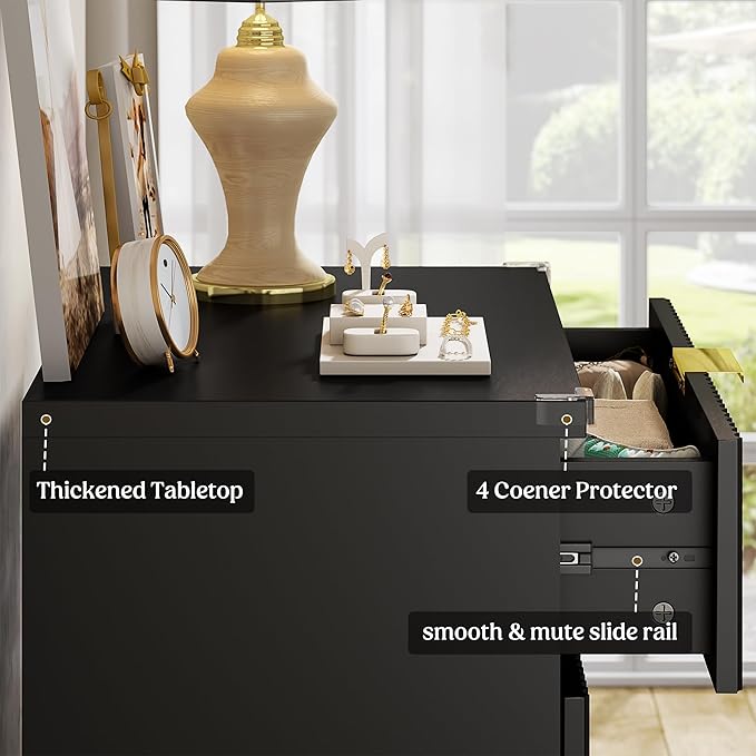 Lulive Black Dresser for Bedroom Wood Tall Dressers Drawers, Fluted Modern - Image 4