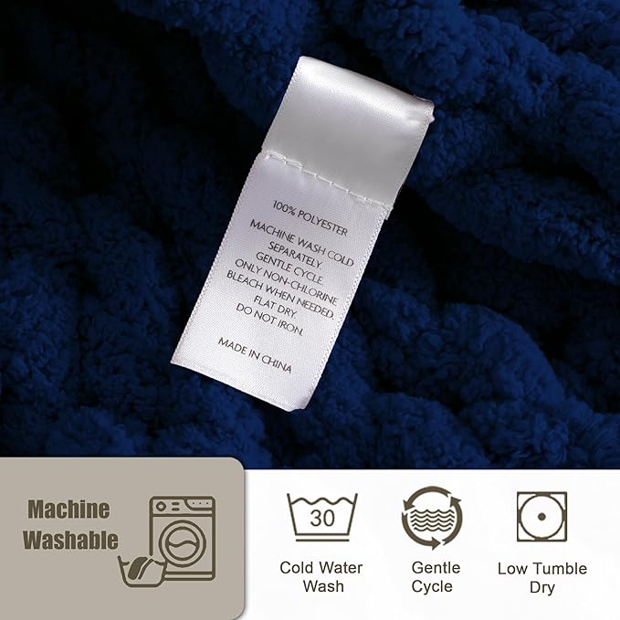 Chunky Knit Throw Blanket 50"X 60", 100% Handmade - Image 5