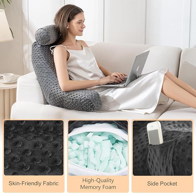 Reading Pillow for Sitting in Bed, Extra Large Backrest Support Cushion - Image 4