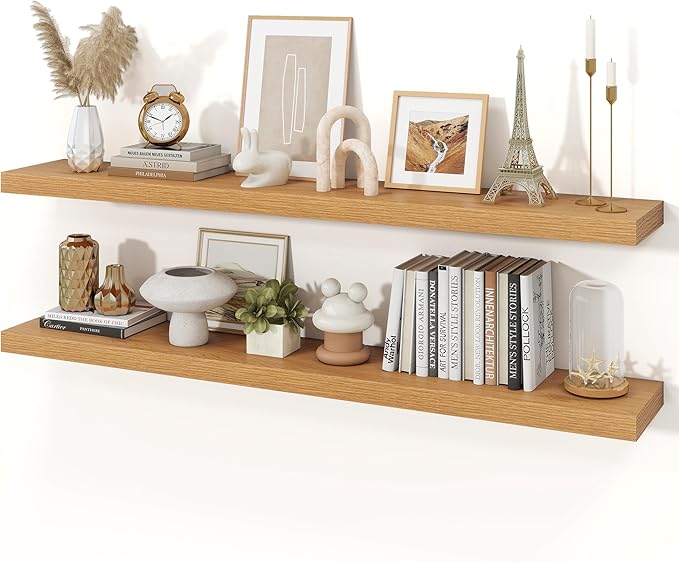 Floating Shelves for Wall, 9.3" Deep Wall Mounted Wood Shelves for Bathroom by Unknown
