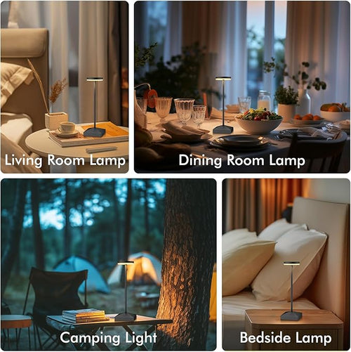 3 Pack 7.67in Black Small Cordless Table Lamps Rechargeable, Battery Operated - Image 2