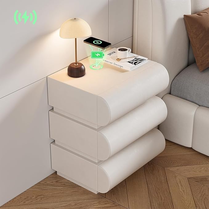 homary Smart Nightstand with Wireless Charging, USB & Type-C Ports – Modern Off by Homary