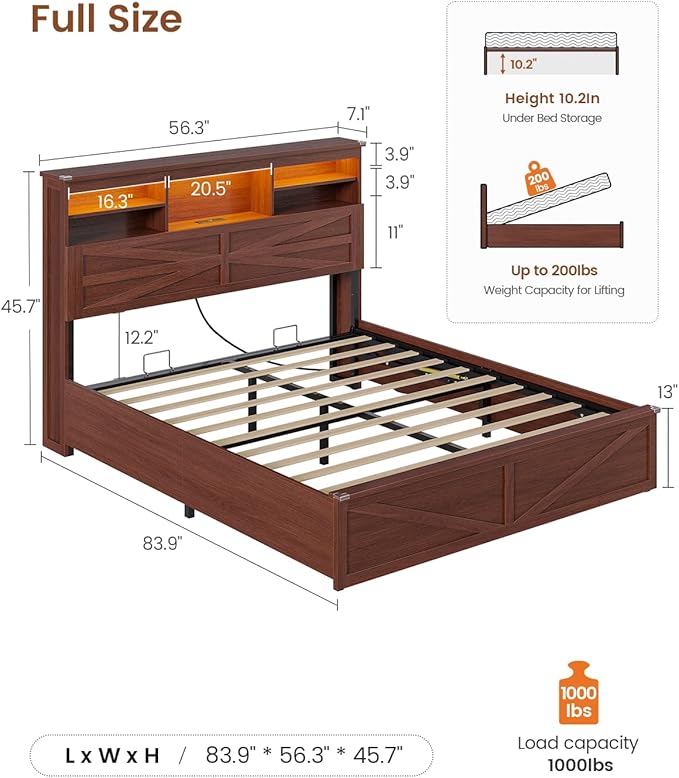 AOGLLATI Farmhouse Full Size Bed Frame - Image 2
