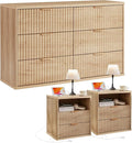 LEYAOYAO 48" Wide Fluted Dresser and 2 Drawers 23" Nightstand Set of 2 by LEYAOYAO-Findtheshiningpointofyourideallife%EF%BC%81