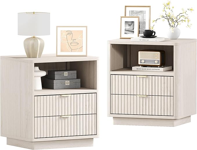 Fluted Nightstands Set of 2 by HOMTHING
