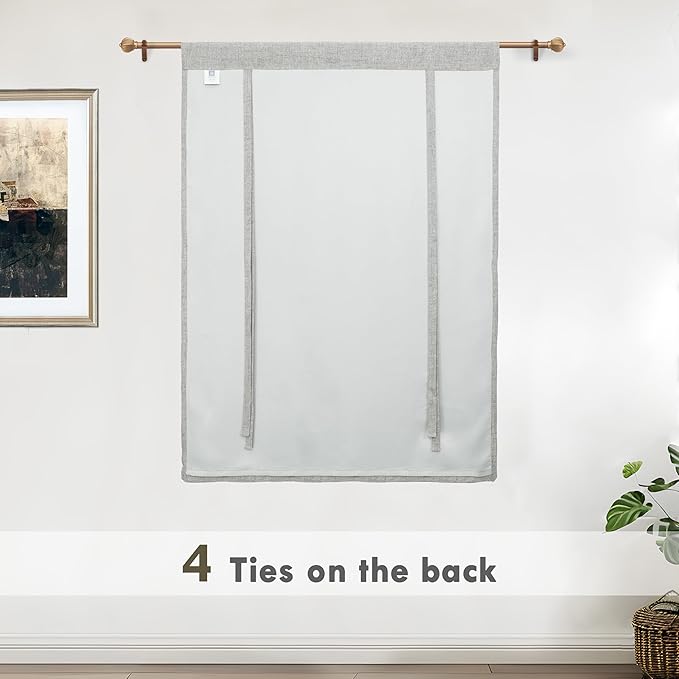 DriftAway Double Layer Linen Blackout Tie Up Curtains Thermal Insulated Fully - Image 6