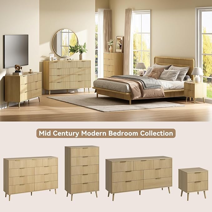 CARPETNAL Fluted 5 Drawers Dresser - Image 4