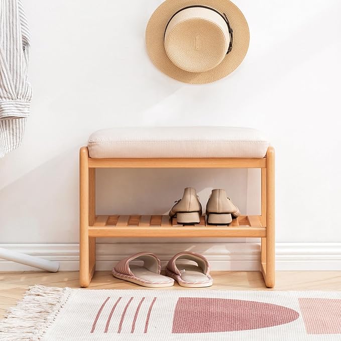 Wood Shoe Bench, 2-Tier Storage Bench - Image 6