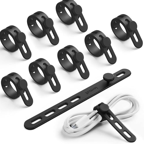 10Pack Silicone Cable Ties Cord Organizer Wrap by Lamicall