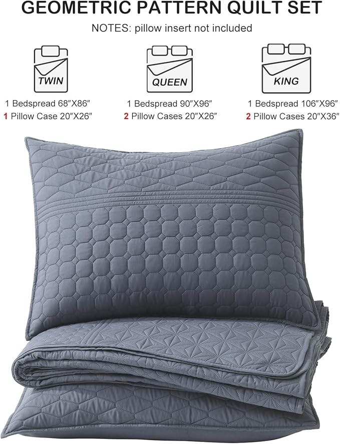 HORIMOTE HOME Steel Blue King Size Quilt Set - Image 7