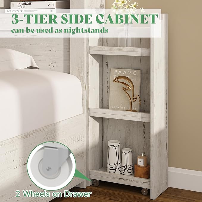 AMERLIFE King Bed Frame with 4 Storage Drawers, LED Bed Frame with 49.6" Tall - Image 7